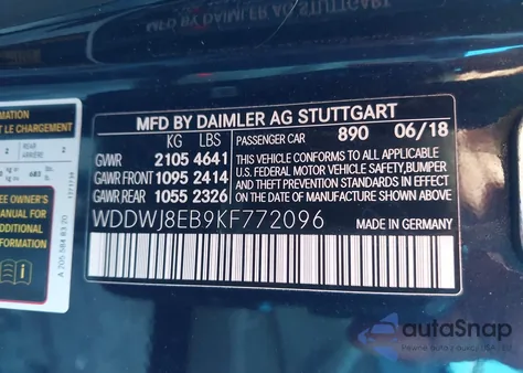 2019 Mercedes-Benz C 300 4Matic from USA, damaged, VIN WDDWJ8EB9KF772096